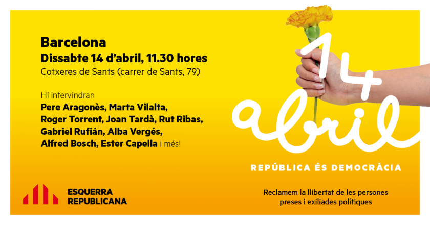  El cartell de l'acte República és democràcia del proper dissabte 14 d'abril. 
