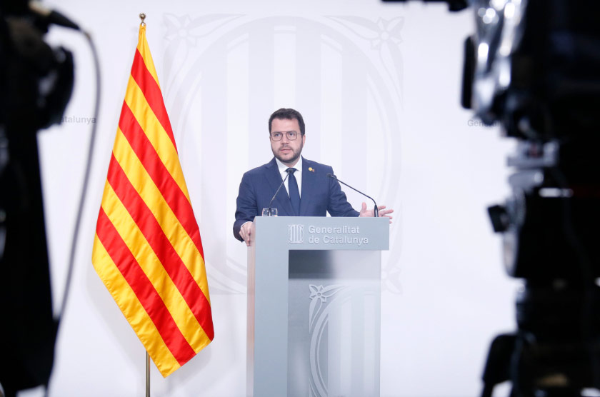  El president de la Generalitat, Pere Aragonès, durant la roda de premsa posterior al Consell Executiu. ACN 