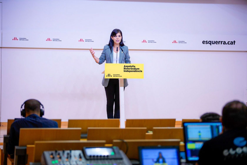  La secretària general adjunta i portaveu d'Esquerra Republicana, Marta Vilalta, durant la roda de premsa / Arnau Carbonell 