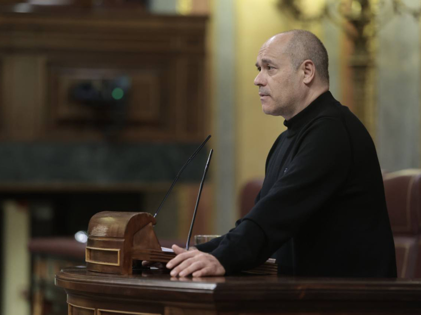  El diputat del Grup Republicà Jordi Salvador, durant la defensa de la moció aquest dijous 