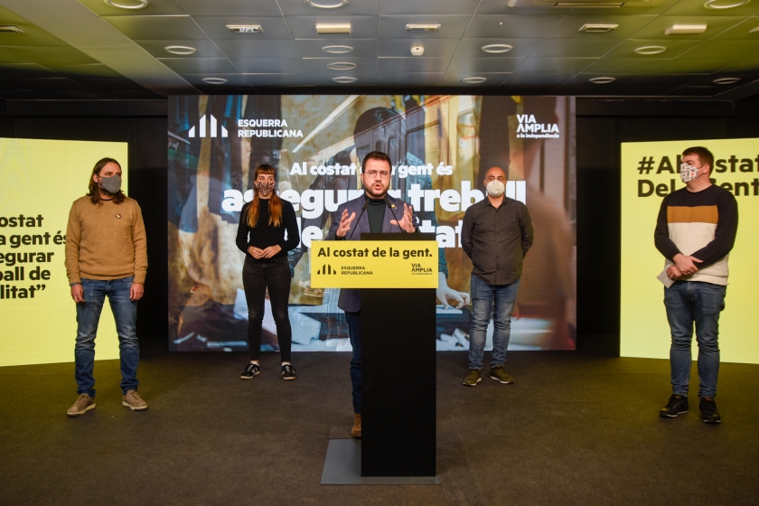  Jordi Albert, Núria Marín, Pere Aragonès, Baptista Silanes i Pau Morales, aquest divendres. 