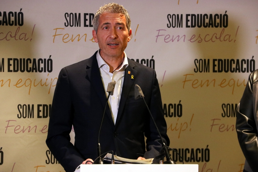  El conseller d'Educació, Josep Gonzàlez-Cambray, aquest divendres en roda de premsa. ACN 