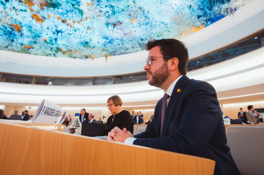  El president de la Generalitat, Pere Aragonès, al Fòrum de les Minories de Nacions Unides, al Palau de les Nacions de Ginebra / ACN 