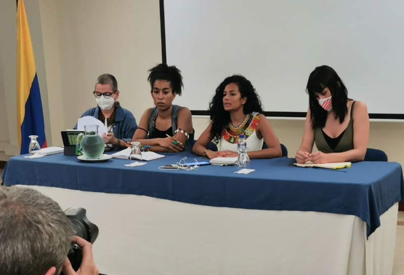  Roda de premsa a Cali de la delegació de parlamentàries catalanes. 