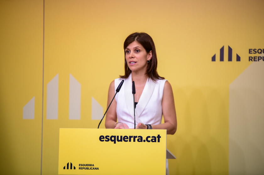  La secretària general adjunta i portaveu d'Esquerra Republicana, Marta Vilalta, durant la roda de premsa / Marc Puig 
