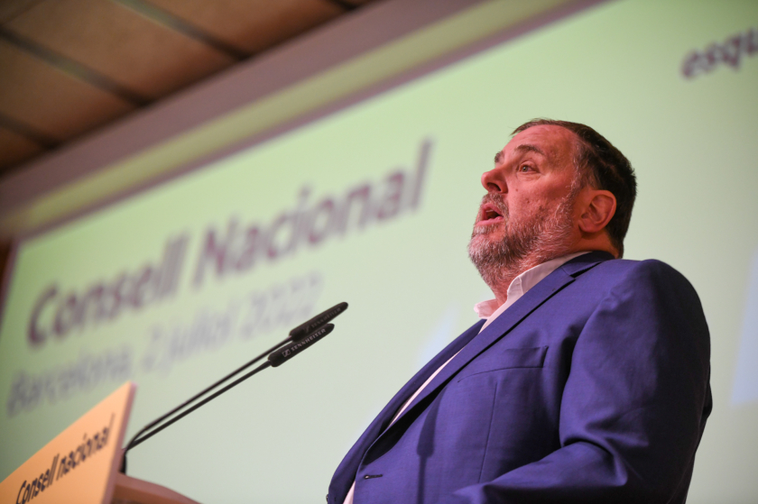  Oriol Junqueras durant el discurs al Consell Nacional d'aquest dissabte / Marc Puig 
