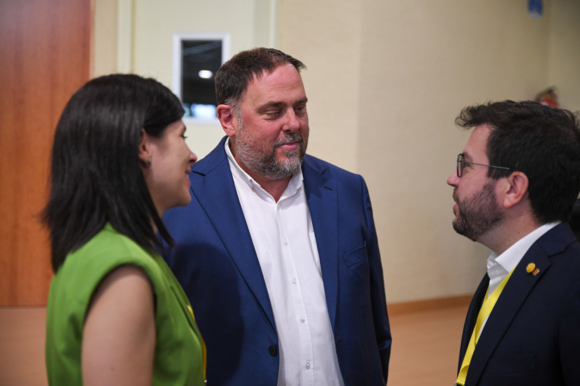  Junqueras, Aragonès i Vilalta moments abans de començar el Consell Nacional / Marc Puig 