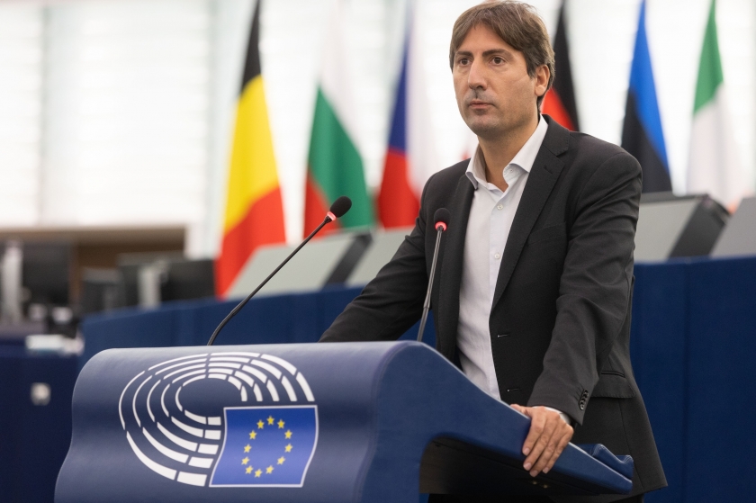  L'eurodiputat republicà Jordi Solé, al ple de l'Eurocambra. 