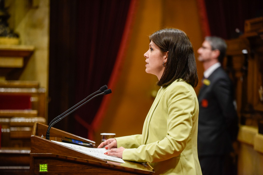  La portaveu d'Esquerra Republicana, Marta Vilalta, en roda de premsa aquest dilluns. 