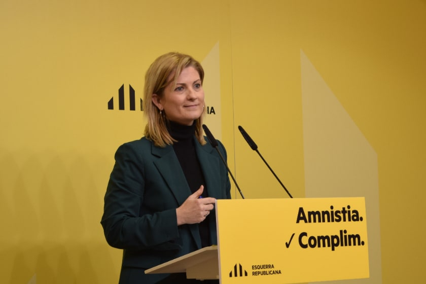  Raquel Sans, durant la roda de premsa d'avui / Esquerra Republicana 