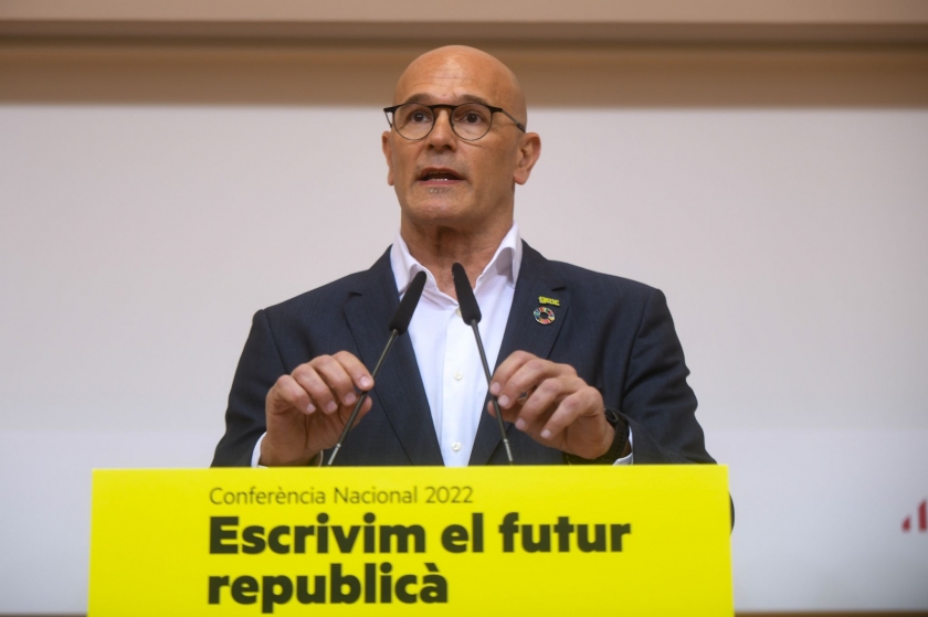  El vicesecretari general de Prospectiva i Agenda 2030 i coordinador de la Ponència Nacional, Raül Romeva, en roda de premsa. MARC PUIG 