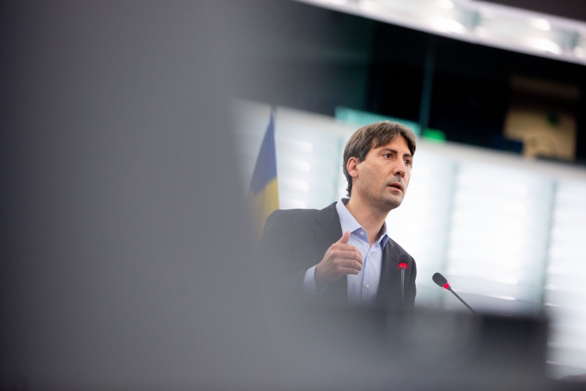  Jordi Solé, al ple del Parlament Europeu a Estrasburg. 
