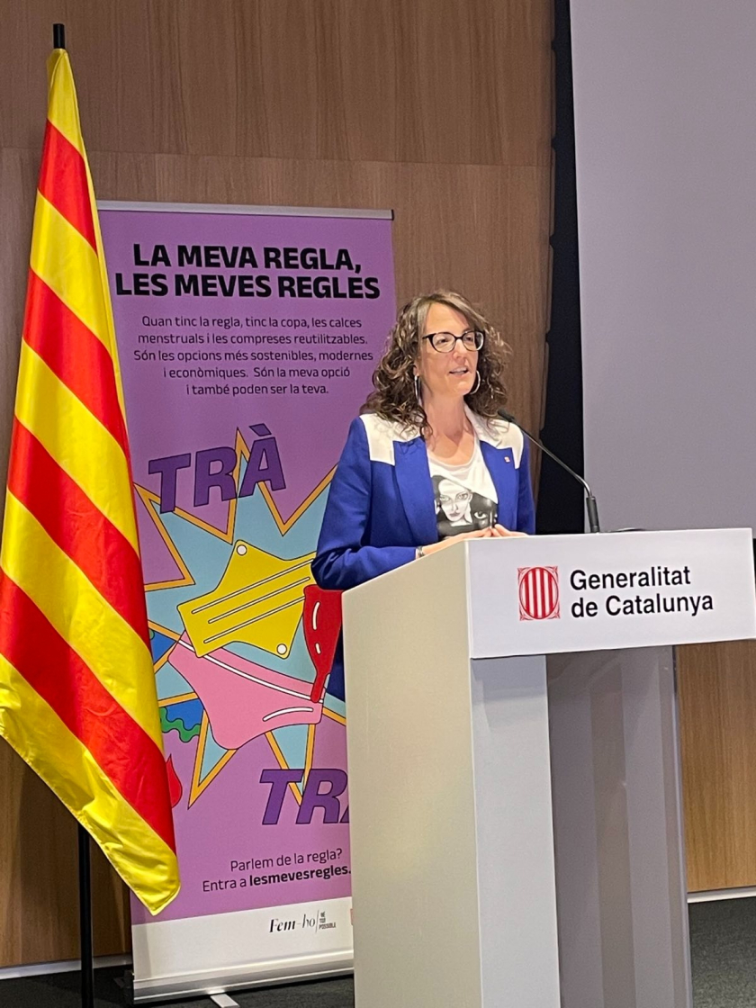  La consellera d'Igualtat i Feminismes, Tània Verge, durant la roda de premsa. 
