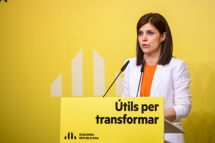  La secretària general adjunta i portaveu d'Esquerra Republicana, Marta Vilalta, durant la roda de premsa / Marc Puig 