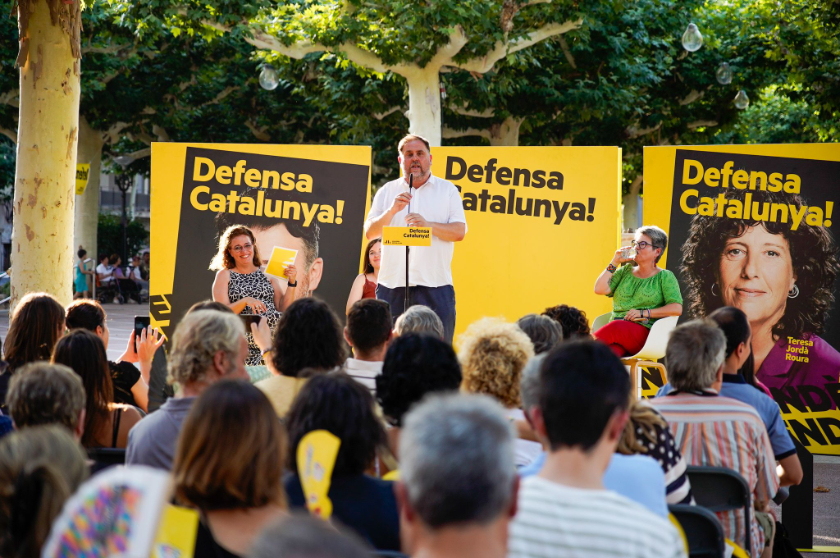  Oriol Junqueras, durant la seva intervenció avui a Tàrrega / Gerard Magrinyà 