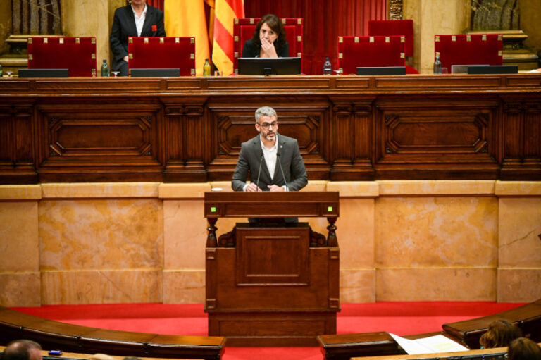 El diputat republicà Eugeni Villalbí va defensar la interpel·lació prèvia a la moció que el proper ple votarà el Parlament. MARC PUIG.