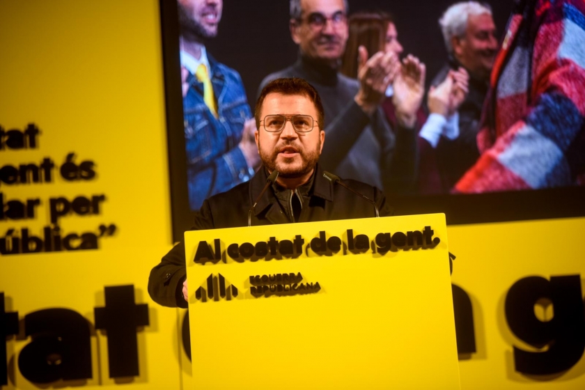  El candidat d'Esquerra Republicana a la presidència de la Generalitat, Pere Aragonès, en un acte electoral a Tarragona / Marc Puig 