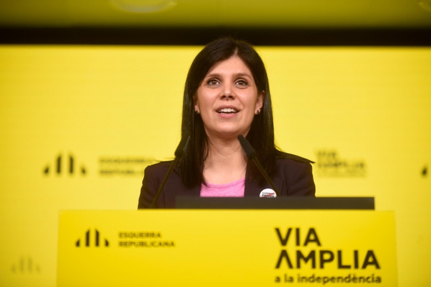  La secretària general adjunta i portaveu d'Esquerra Republicana, Marta Vilalta, durant la roda de premsa d'avui / Marc Puig 