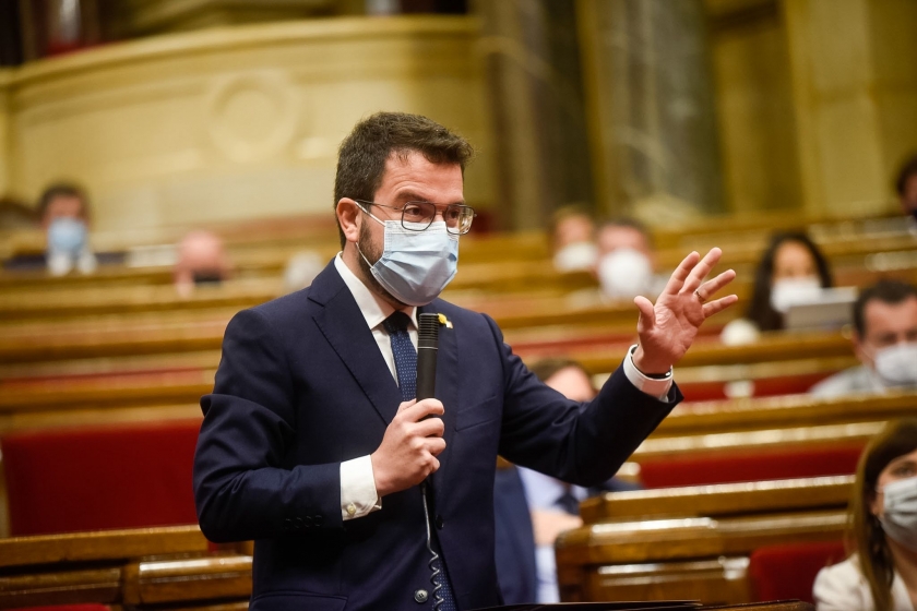  El president Pere Aragonès, durant la sessió de control / Marc Puig 