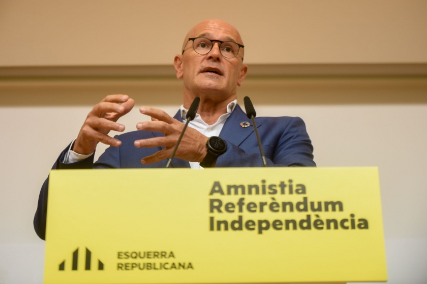  Raül Romeva, durant la roda de premsa a la Seu Nacional d'Esquerra Republicana / Marc Puig 