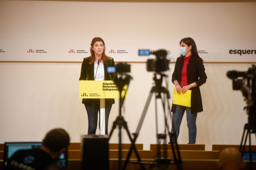  La diputada d'Esquerra al Congrés Carolina Telechea també ha intervingut a la roda de premsa / Marc Puig 