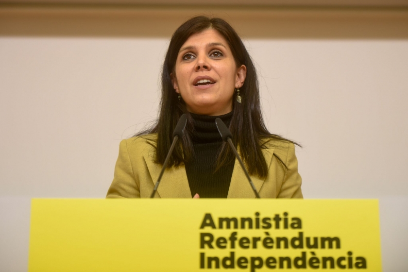  La secretària general adjunta i portaveu d'Esquerra Republicana, Marta Vilalta, durant la roda de premsa / Marc Puig 