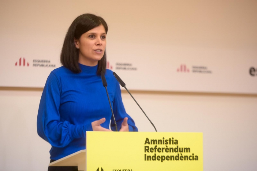  La secretària general adjunta i portaveu d'Esquerra Republicana, Marta Vilalta, durant la roda de premsa / Marc Puig 
