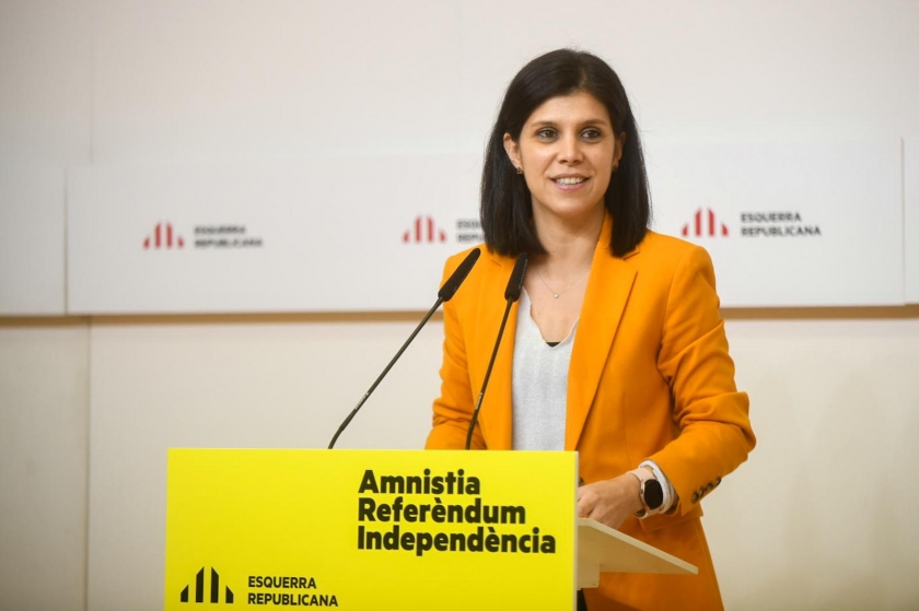  La secretària general adjunta i portaveu d'Esquerra Republicana, Marta Vilalta, durant la roda de premsa / Marc Puig 