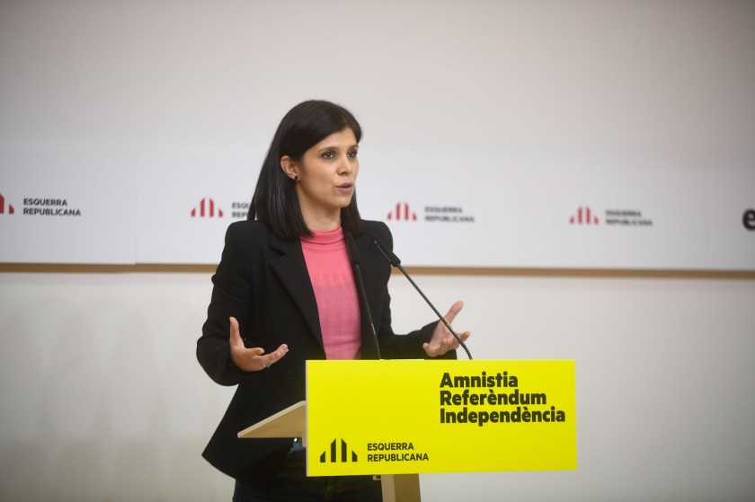  La secretària general adjunta i portaveu d'Esquerra Republicana, Marta Vilalta, durant la roda de premsa / Marc Puig 