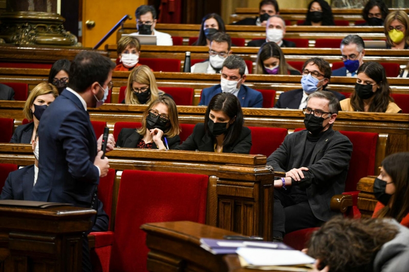  President de la Generalitat Pere Aragonès i Josep Maria Jovè en la sessió de control al Parlament de Catalunya /Marc Puig 