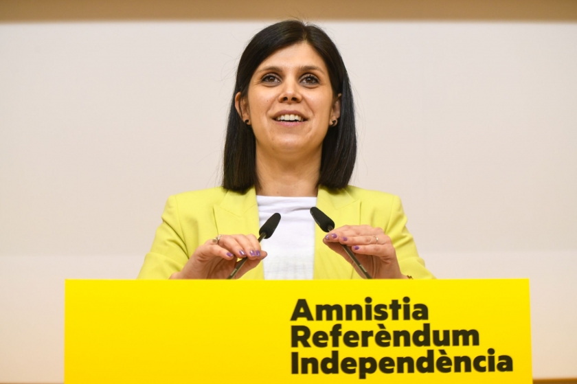  La secretària general adjunta i portaveu d'Esquerra Republicana, Marta Vilalta, durant la roda de premsa / Marc Puig 
