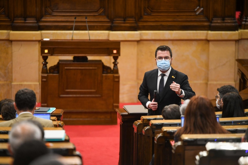  President de la Generalitat Pere Aragonès en la seva intervenció al Ple del Parlament / Marc Puig 