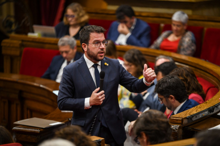El president de la Generalitat, Pere Aragonès, al Parlament / Marc Puig
