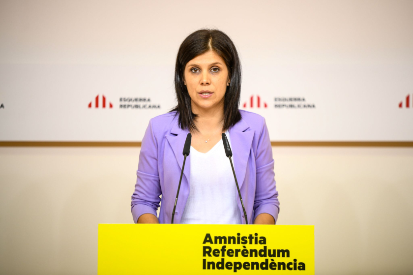  La secretària general adjunta i portaveu d'Esquerra Republicana, Marta Vilalta, durant la roda de premsa / Marc Puig 