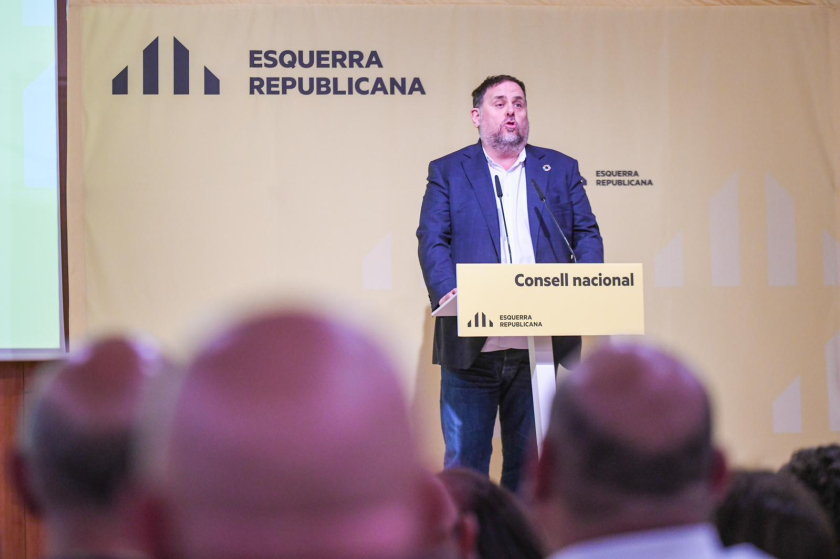  El president d'Esquerra Republicana, Oriol Junqueras, pronunciant un discurs durant el Consell Nacional 