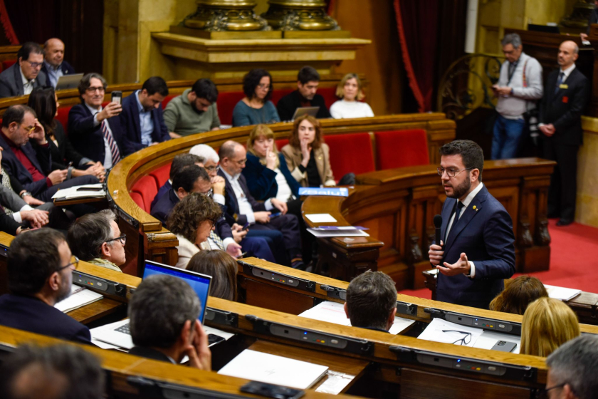  El president de la Generalitat, Pere Aragonès, també ha reivindicat l'excepcionalitat de la situació política catalana. MARC PUIG 