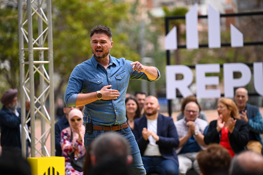  El portaveu del grup republicà al Congrés, Gabriel Rufián, a l'Hospitalet / Paula Roque 