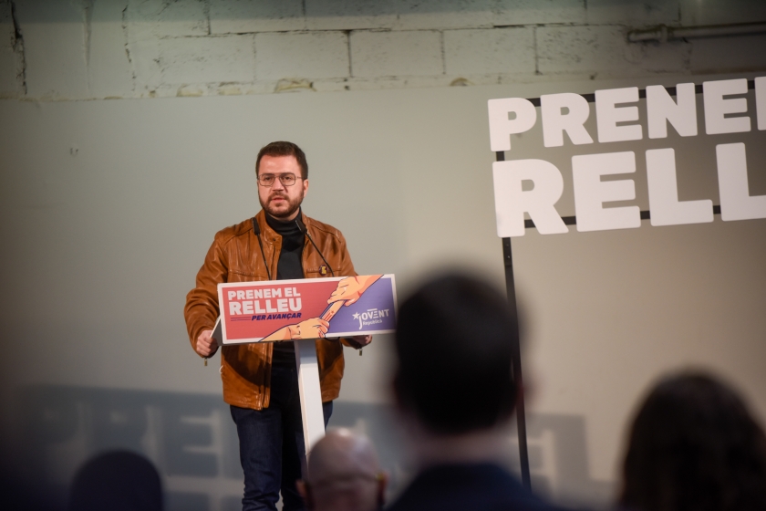  Pere Aragonès durant la seva intervenció aquest dissabte / Marc Puig 