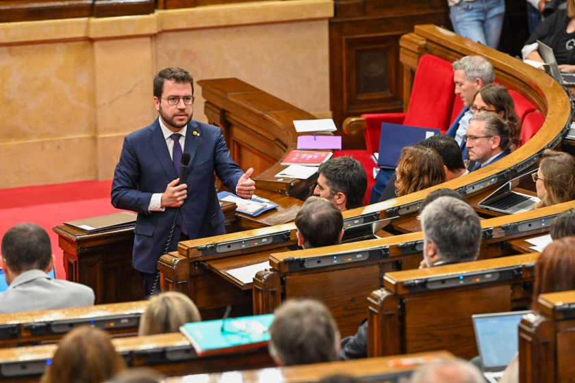  El president Aragonès aquest matí durant el ple del Parlament / Paula Roque 