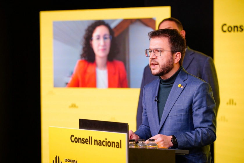  Pere Aragonès durant el seu discurs / Arnau Carbonell 