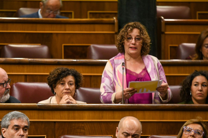  Inés Granollers, durant la seva pregunta al ministre Marlaska durant el ple del Congrés / FOTO: Marc Puig 