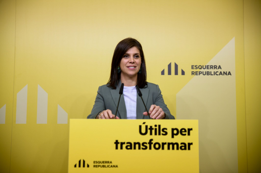  La secretària general adjunta i portaveu d'Esquerra Republicana, Marta Vilalta, durant la roda de premsa d'avui / Marc Puig 