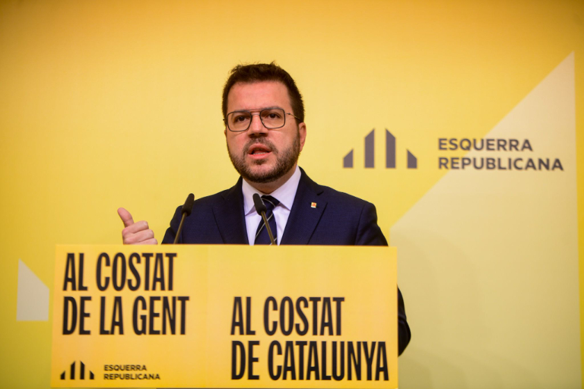  Pere Aragonès, durant la compareixença d'aquest matí / Marc Puig 