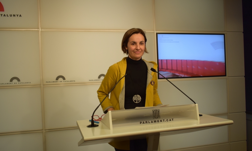  La portaveu del Grup Republicà al Parlament, Anna Caula, a punt de fer la roda de premsa 