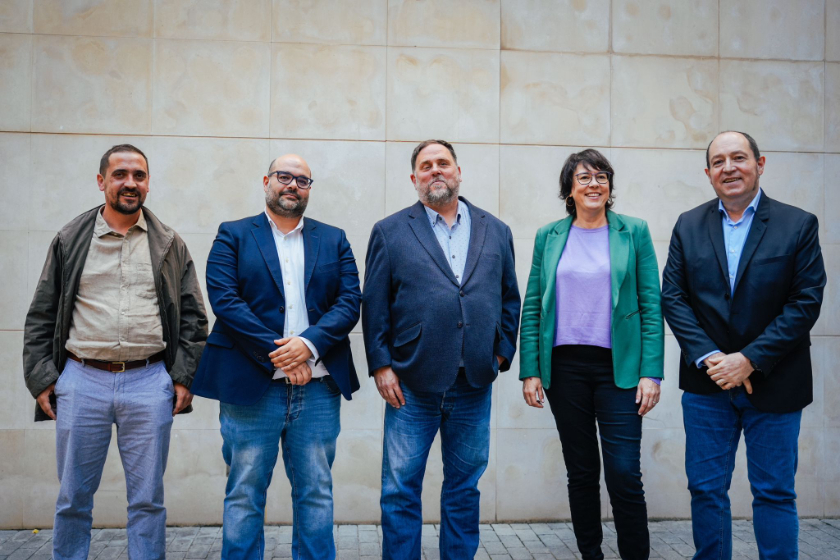  Mateu Mates, d’Ara Més; Rubén Cela, del BNG; Oriol Junqueras i Diana Riba, d’Esquerra Republicana; i Pernando Barrena, d’EH Bildu / Gerard Magrinyà 