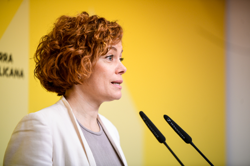  La secretària general i portaveu d'Esquerra Republicana, Elisenda Alamany, en roda de premsa. MARC PUIG 
