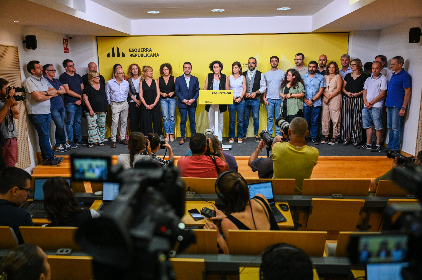  Marta Rovira, acompanyada de l'Executiva Nacional, aquest divendres. PAULA ROQUE 