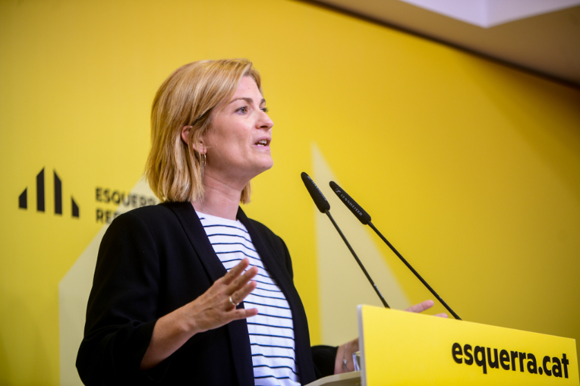  La portaveu dels republicans Raquel Sans a la roda de premsa d'aquest dilluns. MARC PUIG. 