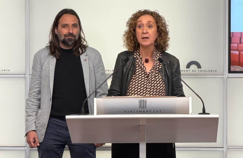 La portaveu parlamentària, Ester Capella, i el portaveu adjunt, Jordi Albert, han anunciat l'esmena a la totalitat en una roda de premsa aquest dimarts al Parlament.
