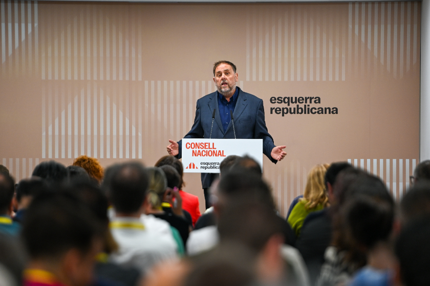  El president d'Esquerra Republicana, Oriol Junqueras, intervé davant el Consell Nancional. PAULA ROQUE 